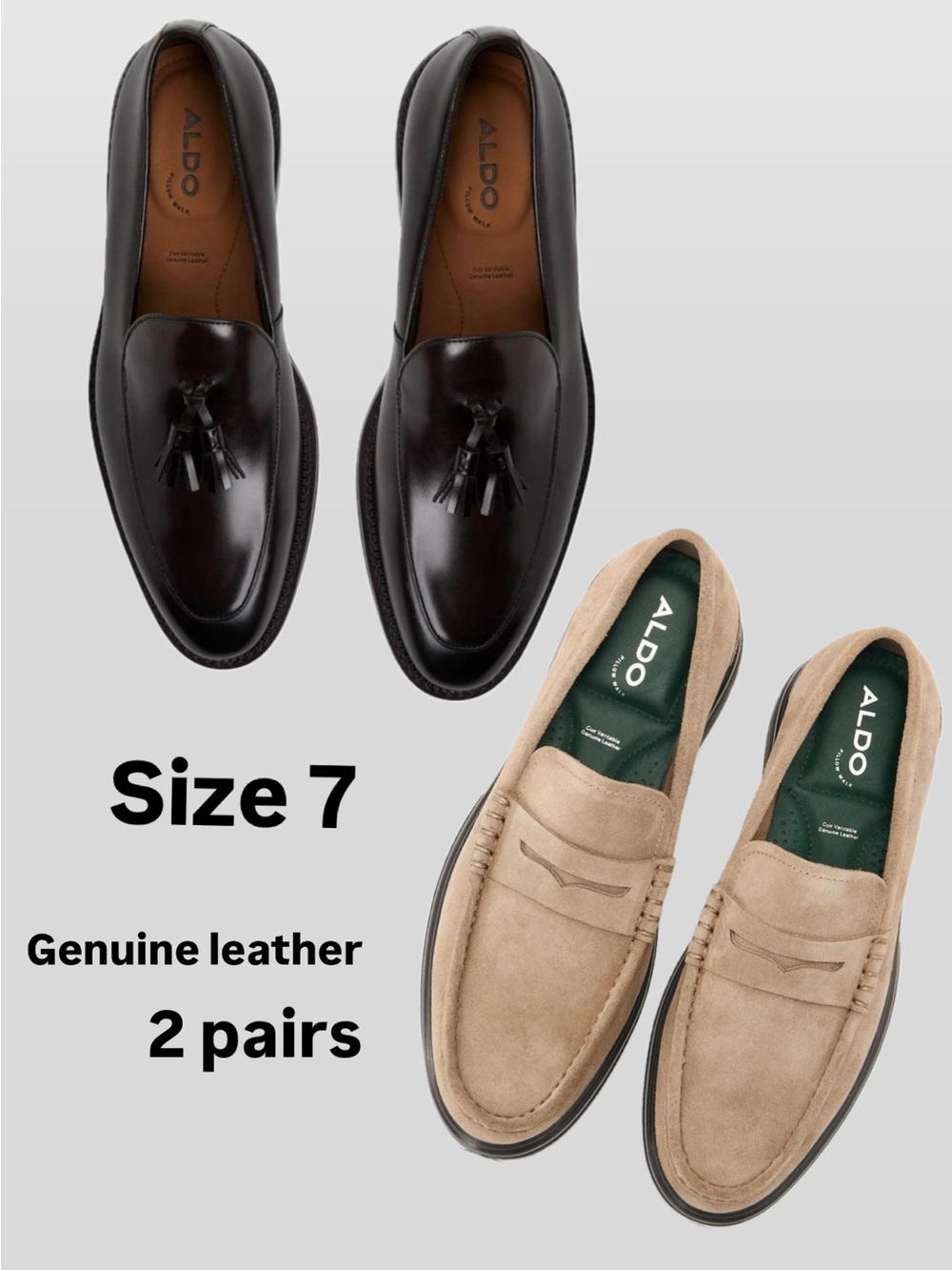 ALDO Men’s Tassel and Suede Loafers - dark brown & Beige - Size 7